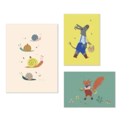 Set De 3 Affiches Pomme Des Bois Moulin Roty