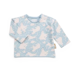 Guénaël Tee-shirt Jersey Bleu Allover Neige Les Animaux Du Monde Moulin Roty