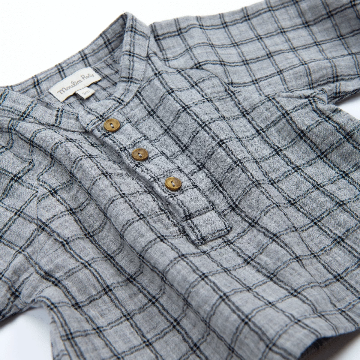 Greg Chemise Lange Gris Carreaux Les Animaux Du Monde Moulin Roty – Image 3