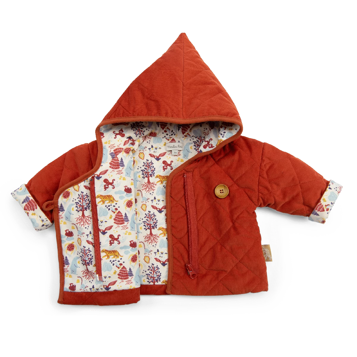 Gisele Manteau Velours Milleraies Rouille Matelassé Les Animaux Du Monde Moulin Roty – Image 3