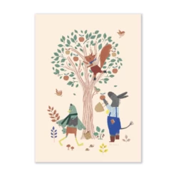 Affiche Pommier 50x70cm Pomme Des Bois Moulin Roty