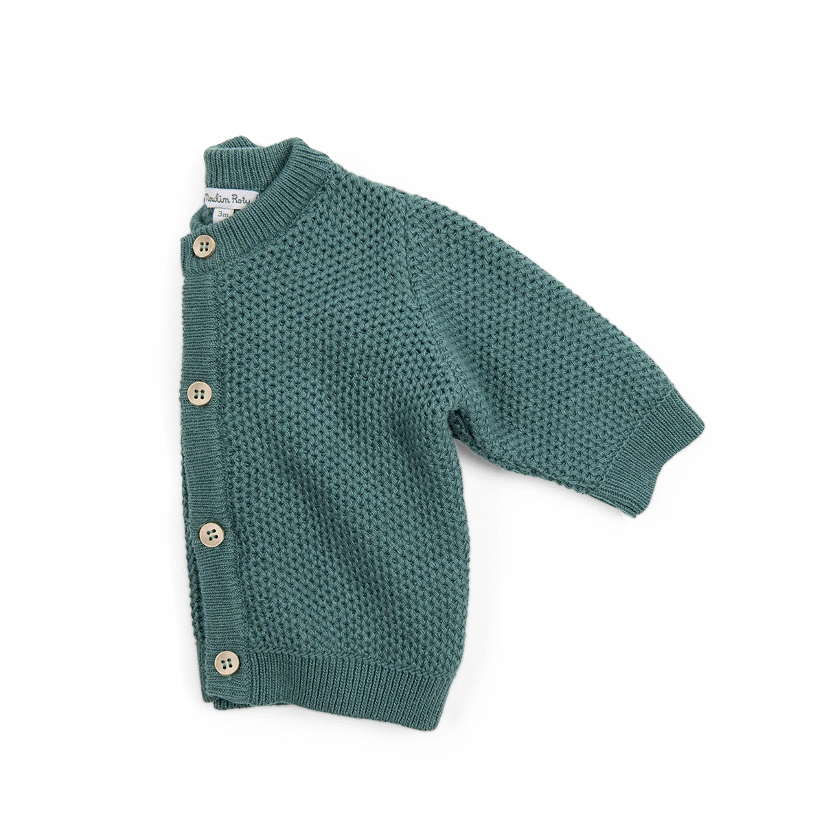 Moulin Roty Cardigan En Tricot Nid D'abeille - Iguane – Image 4