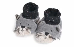 Chaussons Chat Gris Clair Fernand Les Moustaches Moulin Roty