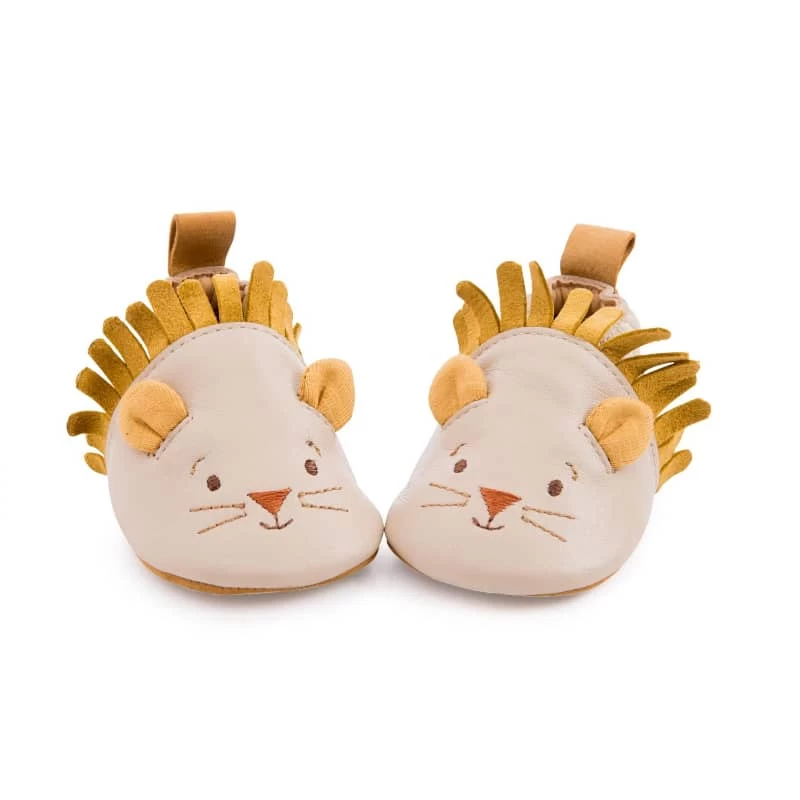 Chaussons Cuir Lion Beige Sous Mon Baobab Moulin Roty – Image 2