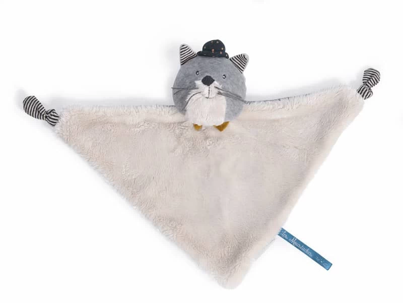 Doudou à Broder Chat Gris Clair Fernand Les Moustaches Moulin Roty – Image 2
