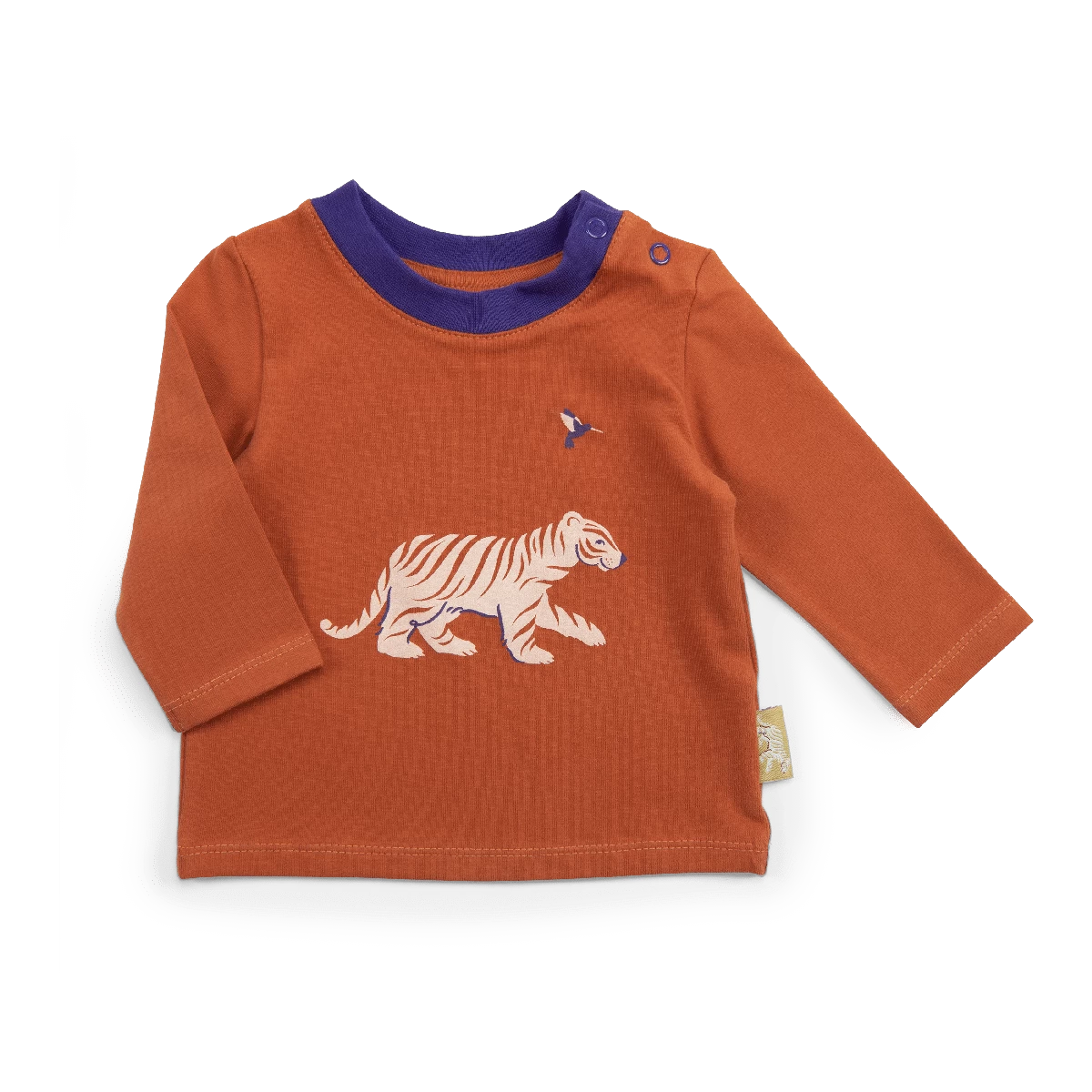 Gabin Tee-shirt Jersey Rouille Motif Tigre Les Animaux Du Monde Moulin Roty