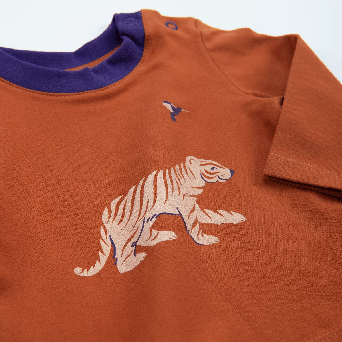 Gabin Tee-shirt Jersey Rouille Motif Tigre Les Animaux Du Monde Moulin Roty – Image 5