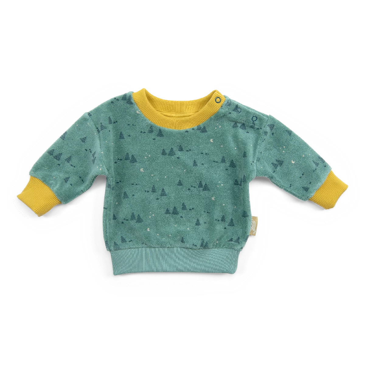 Gaëtan Sweat-shirt Bouclette éponge Bleu Allover Sapin Les Animaux Du Monde Moulin Roty – Image 2