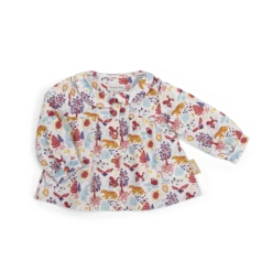Garance Blouse Popeline Crème Allover Paysage Les Animaux Du Monde Moulin Roty