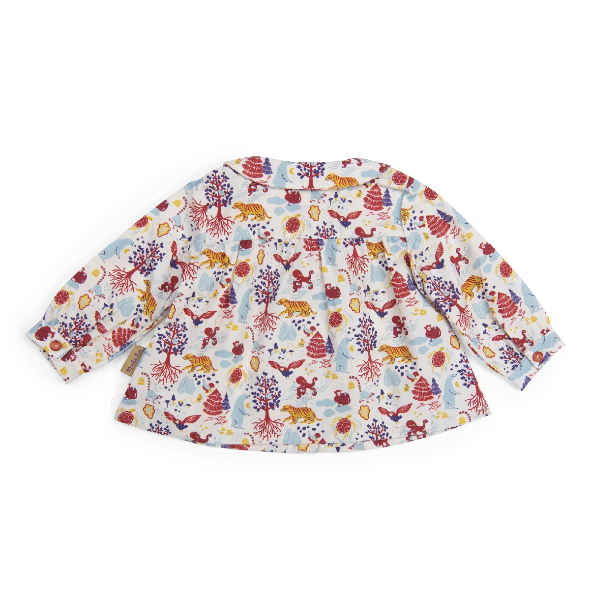 Garance Blouse Popeline Crème Allover Paysage Les Animaux Du Monde Moulin Roty – Image 3