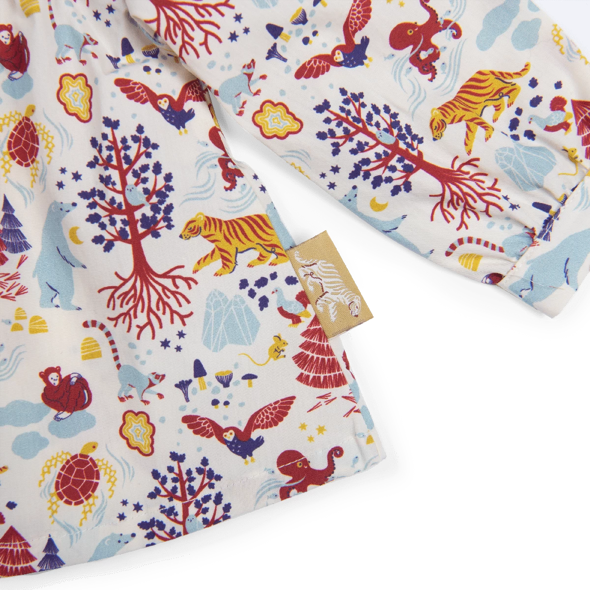 Garance Blouse Popeline Crème Allover Paysage Les Animaux Du Monde Moulin Roty – Image 5