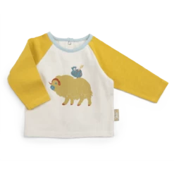 Gary Tee-shirt Jersey Flammé écru Et Jaune Motif Bison Les Animaux Du Monde Moulin Roty
