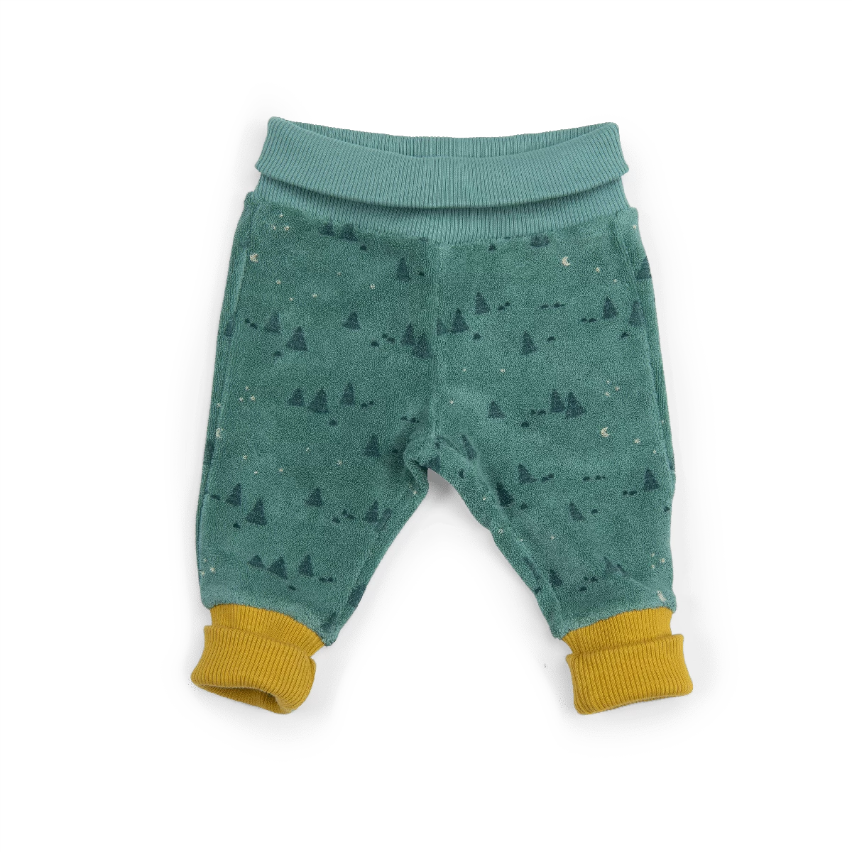 Gastien Pantalon Bouclette éponge Bleu Allover Sapin Les Animaux Du Monde Moulin Roty – Image 2