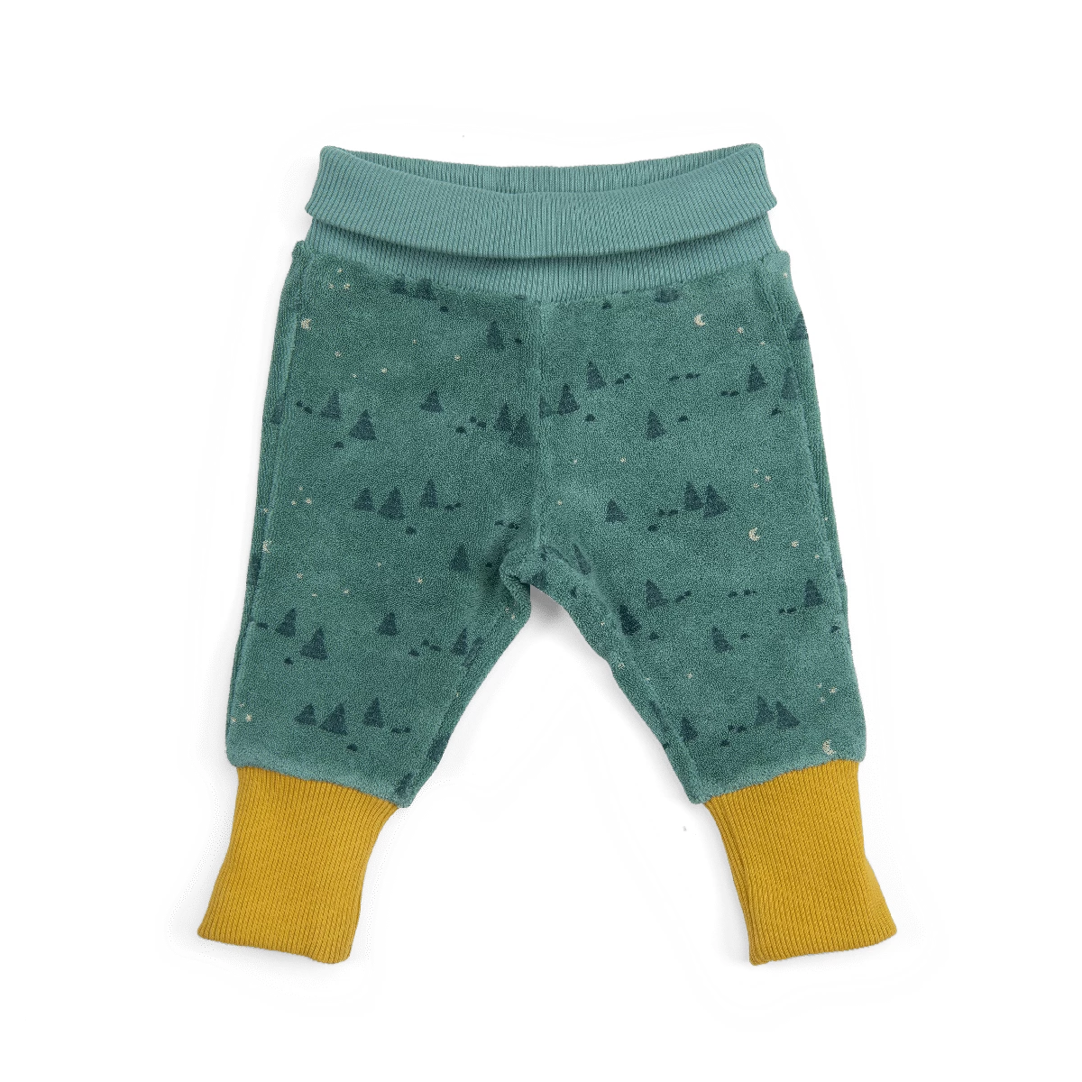 Gastien Pantalon Bouclette éponge Bleu Allover Sapin Les Animaux Du Monde Moulin Roty – Image 3