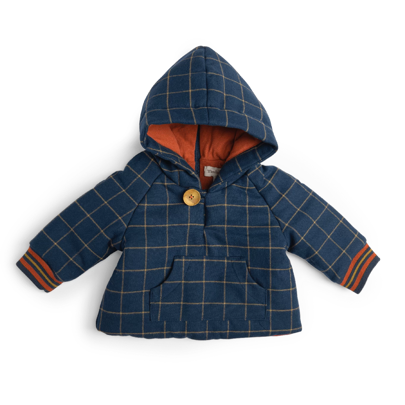 Gaston Manteau Coton Gratté Bleu Carreaux Jaune Les Animaux Du Monde Moulin Roty – Image 2