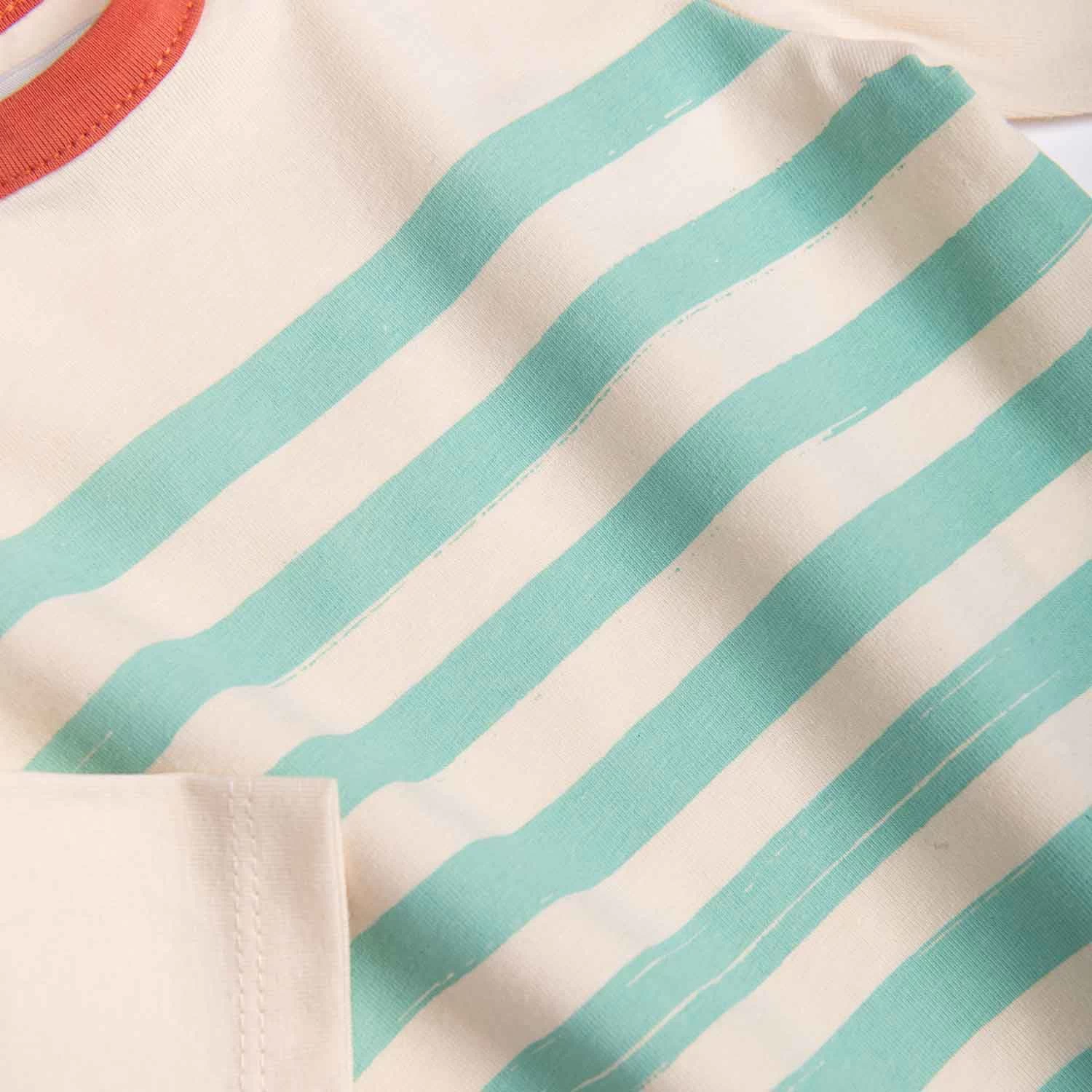 Hadrien Tee-shirt Jersey écru Et Vert Motif Marinière Bord De Mer Moulin Roty – Image 3