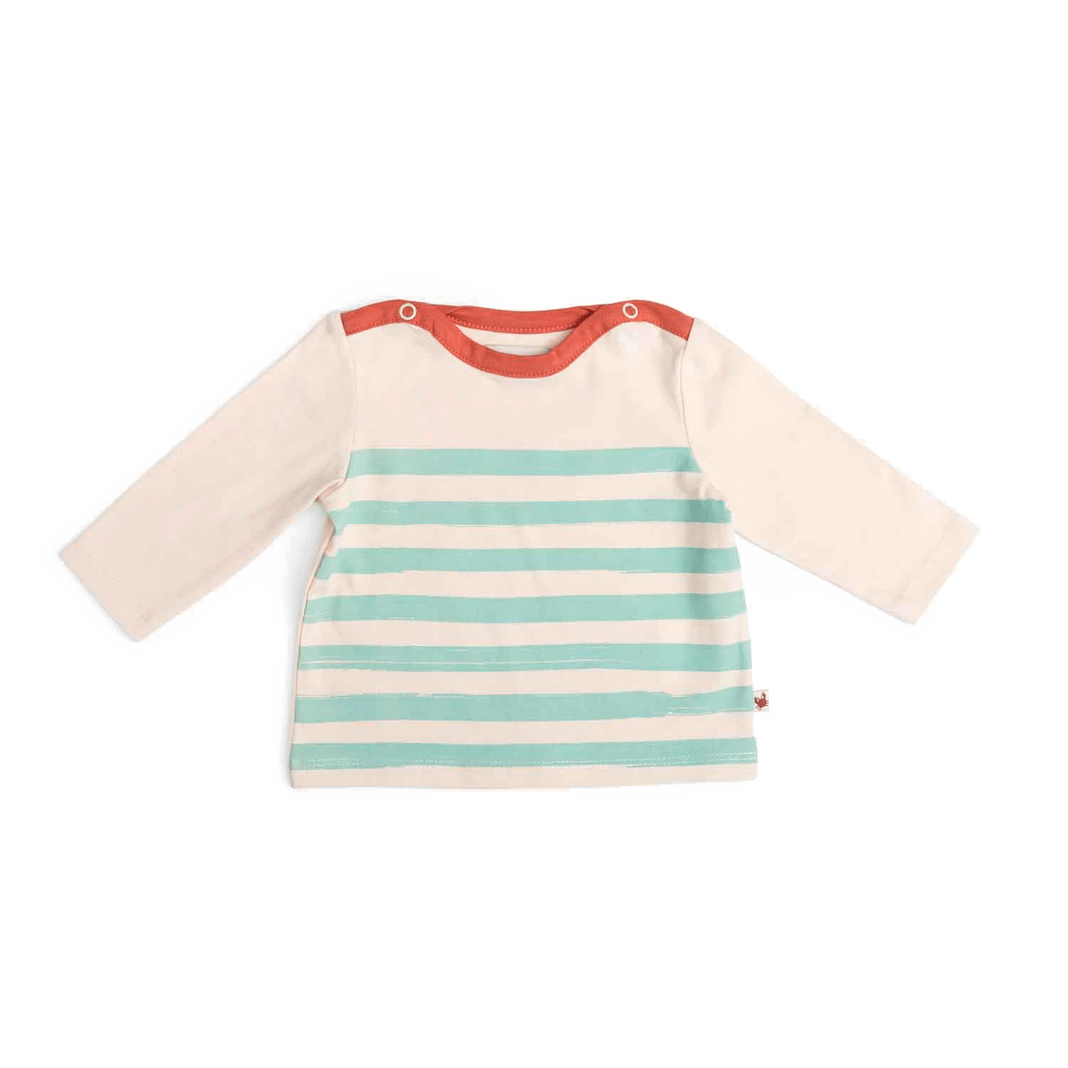 Hadrien Tee-shirt Jersey écru Et Vert Motif Marinière Bord De Mer Moulin Roty – Image 2