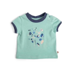 Hansel Tee-shirt Jersey Flamme Vert Motif Coquillages Bord De Mer Moulin Roty