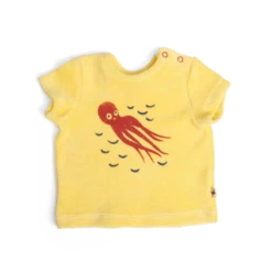 Hector Tee-shirt Bouclette éponge Jaune Motif Pieuvre Bord De Mer Moulin Roty