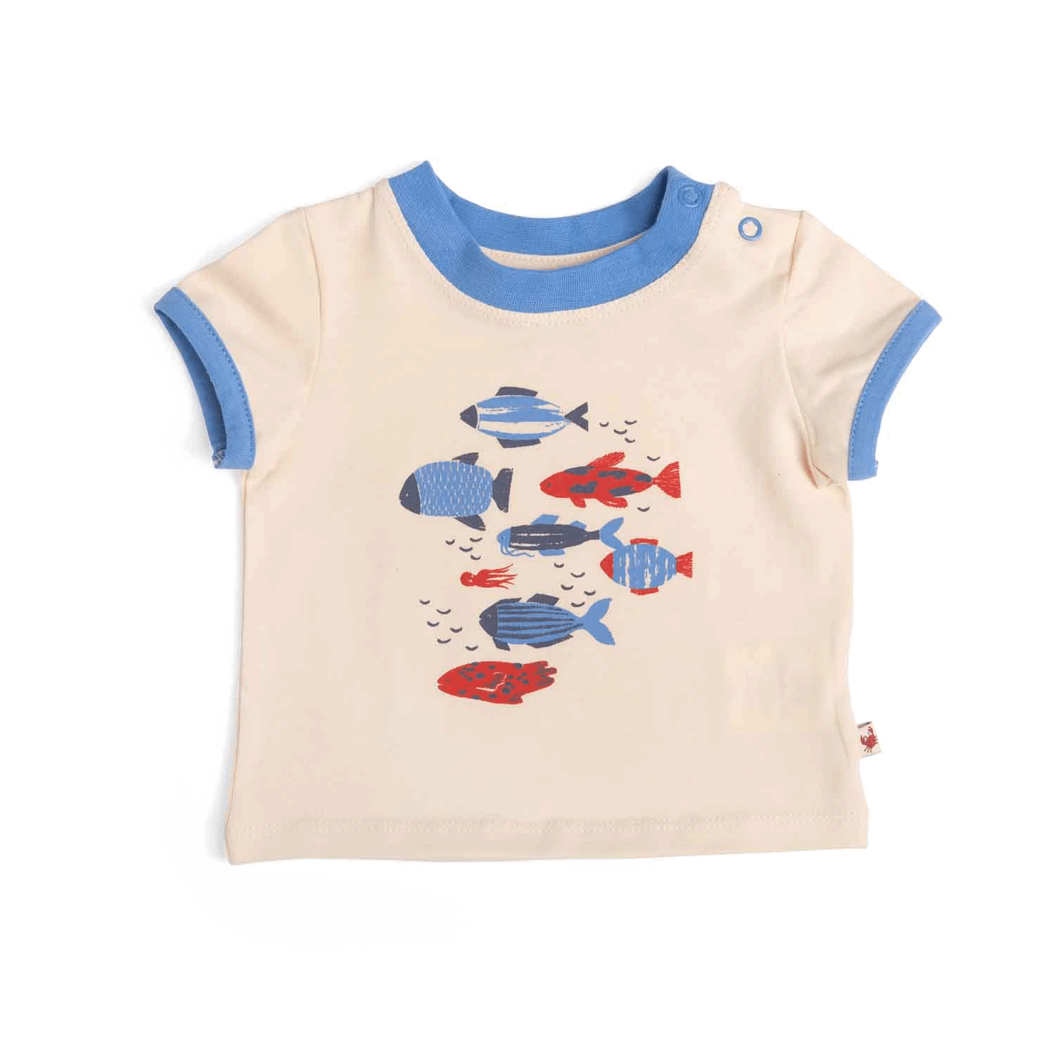 Hélio Tee-shirt Jersey écru Motif Poissons Bord De Mer Moulin Roty