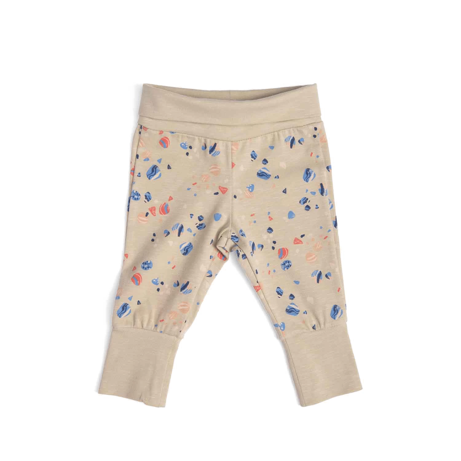 Hibiscus Pantalon Jersey Flamme Gris Imprimé Allover Coquillages Bord De Mer Moulin Roty