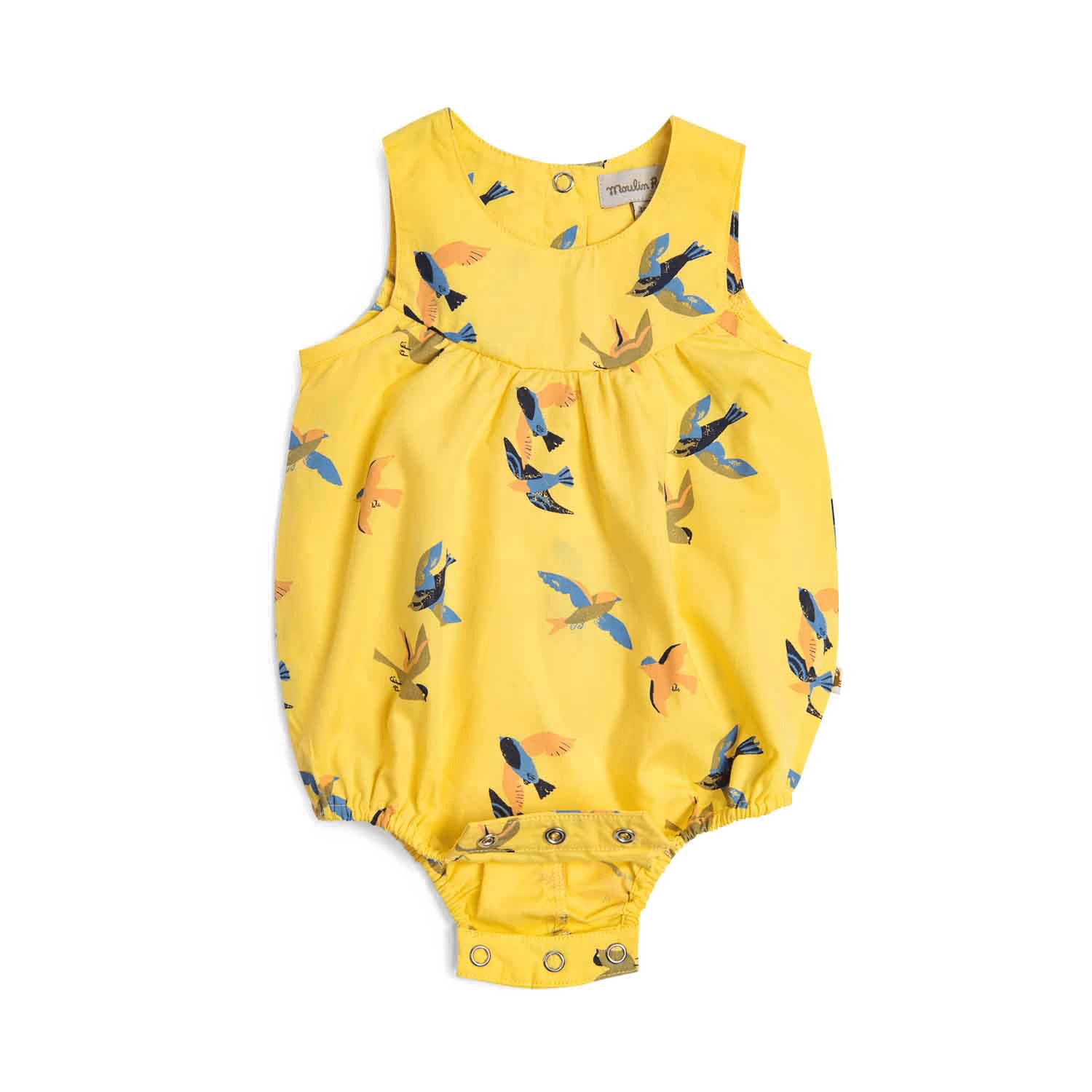 Hirondelle Combinaison Popeline Jaune Imprimé Allover Hirondelles Bord De Mer Moulin Roty – Image 3