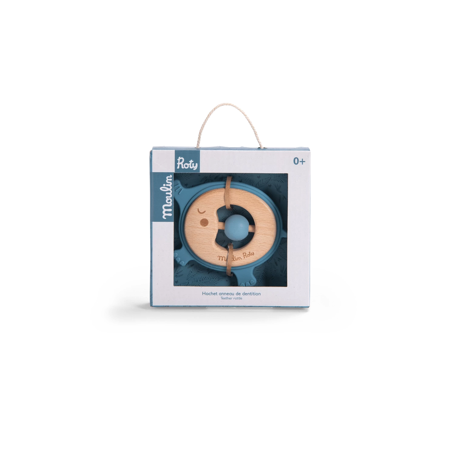 Hochet Anneau De Dentition Bois Et Silicone Eléphant Sous Mon Baobab Moulin Roty
