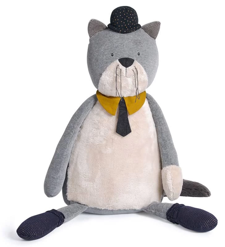 Peluche Géante Chat Gris Clair Fernand Les Moustaches Moulin Roty
