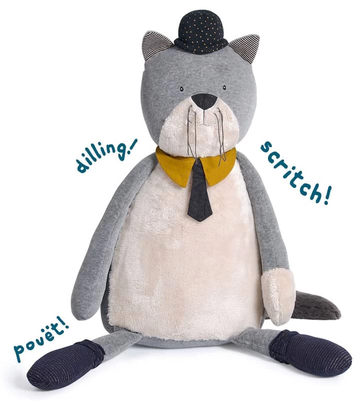 Peluche Géante Chat Gris Clair Fernand Les Moustaches Moulin Roty – Image 2