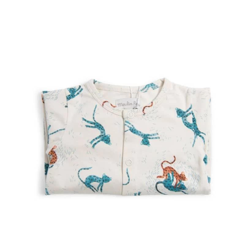 Pyjama Jersey Crème Allover Guépards Sous Mon Baobab Moulin Roty – Image 3