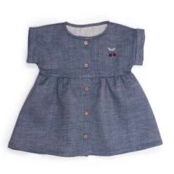 Robe Fiona Chambray Double Bleu Pomme Des Bois Moulin Roty
