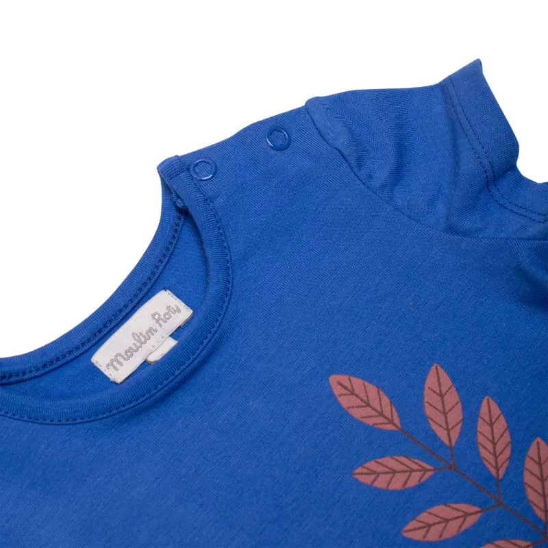 Tee-Shirt Bleu Franklin Feuilles Et Escargot Pomme Des Bois Moulin Roty – Image 3