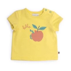 Tee-Shirt Jaune Fourmi Motif Pomme Croquée Pomme Des Bois Moulin Roty