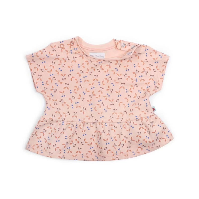 Tee-Shirt Rose Fantine Impression Cerises Pomme Des Bois Moulin Roty – Image 2